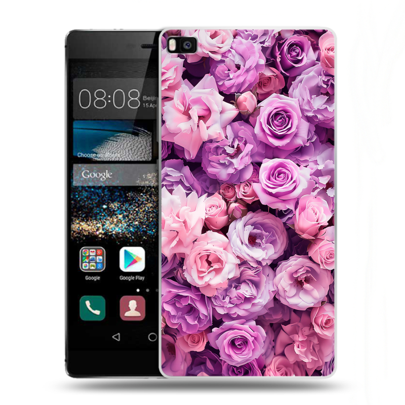 Пластиковый чехол на Huawei P8 с принтом лавандовые розы Пластиковый чехол на Huawei P8 с принтом лавандовые розы