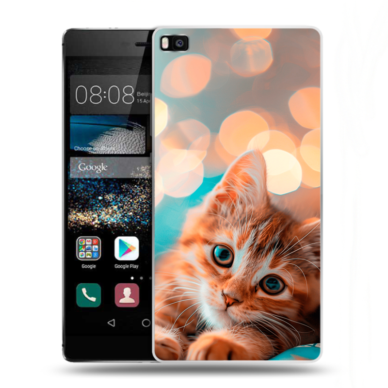 Пластиковый чехол на Huawei P8 с принтом котик Пластиковый чехол на Huawei P8 с принтом котик
