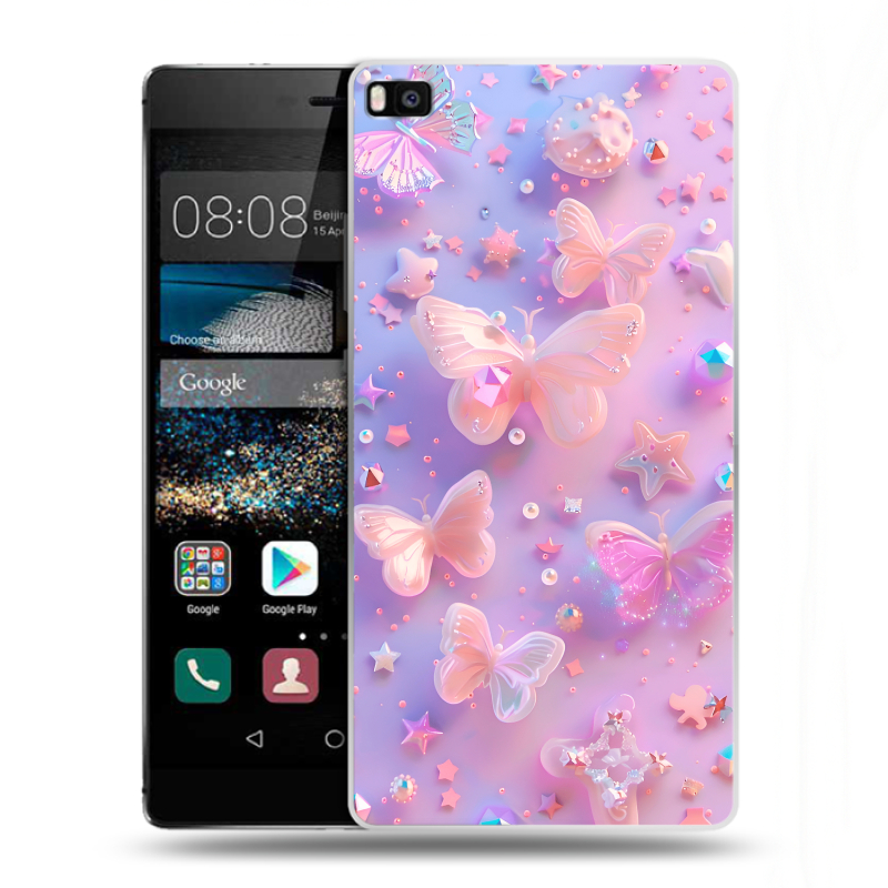 Пластиковый чехол на Huawei P8 с принтом Бабочки Пластиковый чехол на Huawei P8 с принтом Бабочки