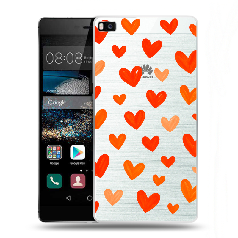 Пластиковый чехол на Huawei P8 с принтом Сердечки Пластиковый чехол на Huawei P8 с принтом Сердечки