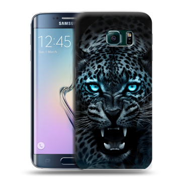 Силиконовый чехол на Samsung Galaxy S6 Edge с принтом Темный леопард Силиконовый чехол на Samsung Galaxy S6 Edge с принтом Темный леопард