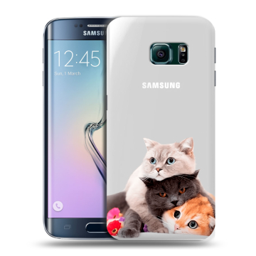 Силиконовый чехол на Samsung Galaxy S6 Edge с принтом Кошки Силиконовый чехол на Samsung Galaxy S6 Edge с принтом Кошки