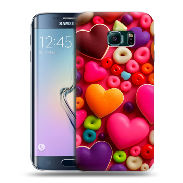 Силиконовый чехол на Samsung Galaxy S6 Edge с принтом Сердечки Силиконовый чехол на Samsung Galaxy S6 Edge с принтом Сердечки