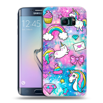 Силиконовый чехол на Samsung Galaxy S6 Edge с принтом Единороги Силиконовый чехол на Samsung Galaxy S6 Edge с принтом Единороги