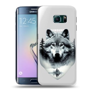 Силиконовый чехол на Samsung Galaxy S6 Edge с принтом Волк в лесу Силиконовый чехол на Samsung Galaxy S6 Edge с принтом Волк в лесу