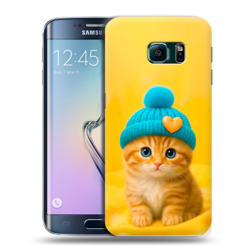 Силиконовый чехол на Samsung Galaxy S6 Edge с принтом Котенок в шапке Силиконовый чехол на Samsung Galaxy S6 Edge с принтом Котенок в шапке