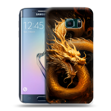 Силиконовый чехол на Samsung Galaxy S6 Edge с принтом Золотой дракон Силиконовый чехол на Samsung Galaxy S6 Edge с принтом Золотой дракон