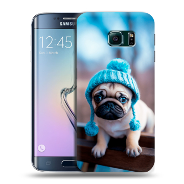 Силиконовый чехол на Samsung Galaxy S6 Edge с принтом Мопс в шапке Силиконовый чехол на Samsung Galaxy S6 Edge с принтом Мопс в шапке