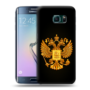 Силиконовый чехол на Samsung Galaxy S6 Edge с принтом Герб России желтый Силиконовый чехол на Samsung Galaxy S6 Edge с принтом Герб России желтый