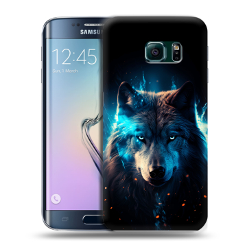 Силиконовый чехол на Samsung Galaxy S6 Edge с принтом Волк ночной Силиконовый чехол на Samsung Galaxy S6 Edge с принтом Волк ночной