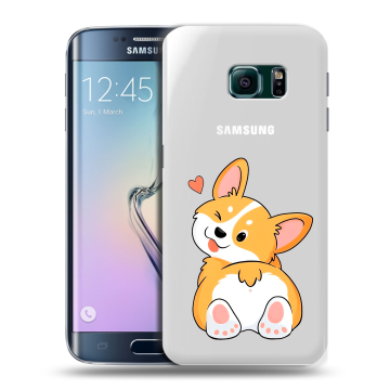 Силиконовый чехол на Samsung Galaxy S6 Edge с принтом Корги Силиконовый чехол на Samsung Galaxy S6 Edge с принтом Корги
