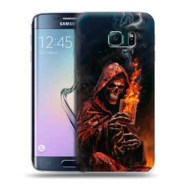 Силиконовый чехол на Samsung Galaxy S6 Edge с принтом Скелет и карты Силиконовый чехол на Samsung Galaxy S6 Edge с принтом Скелет и карты