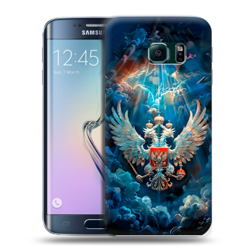 Силиконовый чехол на Samsung Galaxy S6 Edge с принтом Герб флаг России Силиконовый чехол на Samsung Galaxy S6 Edge с принтом Герб флаг России