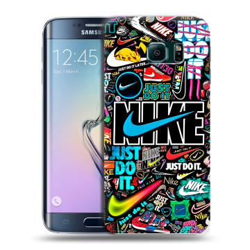 Силиконовый чехол на Samsung Galaxy S6 Edge с принтом найк nike черный Силиконовый чехол на Samsung Galaxy S6 Edge с принтом найк nike черный