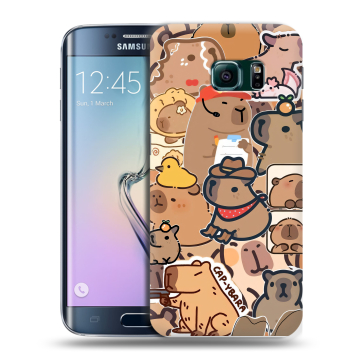 Силиконовый чехол на Samsung Galaxy S6 Edge с принтом капибара Силиконовый чехол на Samsung Galaxy S6 Edge с принтом капибара