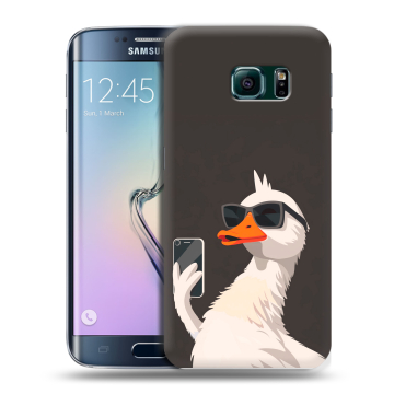 Силиконовый чехол на Samsung Galaxy S6 Edge с принтом утка в очках Силиконовый чехол на Samsung Galaxy S6 Edge с принтом утка в очках