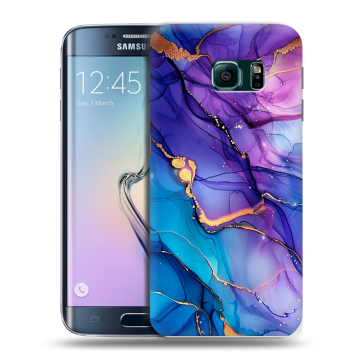 Силиконовый чехол на Samsung Galaxy S6 Edge с принтом синий мрамор Силиконовый чехол на Samsung Galaxy S6 Edge с принтом синий мрамор