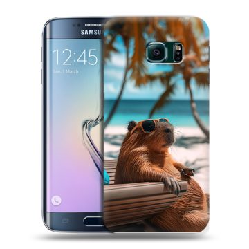 Силиконовый чехол на Samsung Galaxy S6 Edge с принтом Капибара Силиконовый чехол на Samsung Galaxy S6 Edge с принтом Капибара