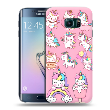 Силиконовый чехол на Samsung Galaxy S6 Edge с принтом Единороги и радуга Силиконовый чехол на Samsung Galaxy S6 Edge с принтом Единороги и радуга