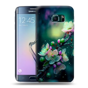 Силиконовый чехол на Samsung Galaxy S6 Edge с принтом Цветы и мрамор Силиконовый чехол на Samsung Galaxy S6 Edge с принтом Цветы и мрамор