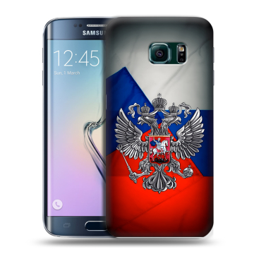 Силиконовый чехол на Samsung Galaxy S6 Edge с принтом Флаг России Силиконовый чехол на Samsung Galaxy S6 Edge с принтом Флаг России