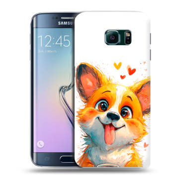Силиконовый чехол на Samsung Galaxy S6 Edge с принтом корги Силиконовый чехол на Samsung Galaxy S6 Edge с принтом корги