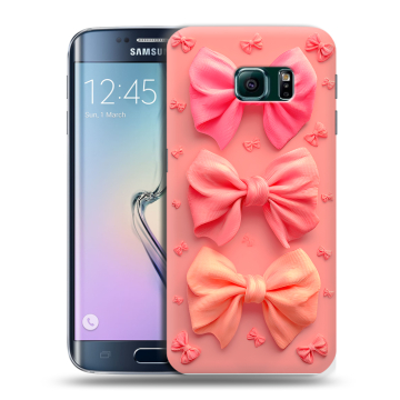 Силиконовый чехол на Samsung Galaxy S6 Edge с принтом Розовые бантики Силиконовый чехол на Samsung Galaxy S6 Edge с принтом Розовые бантики
