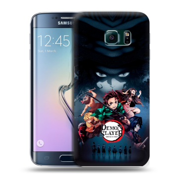 Силиконовый чехол на Samsung Galaxy S6 Edge с принтом Demon Slayer Клинок рассекающий демонов Силиконовый чехол на Samsung Galaxy S6 Edge с принтом Demon Slayer Клинок рассекающий демонов