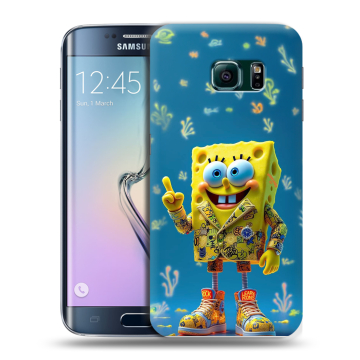 Силиконовый чехол на Samsung Galaxy S6 Edge с принтом Спанч боб Спанчбоб Силиконовый чехол на Samsung Galaxy S6 Edge с принтом Спанч боб Спанчбоб