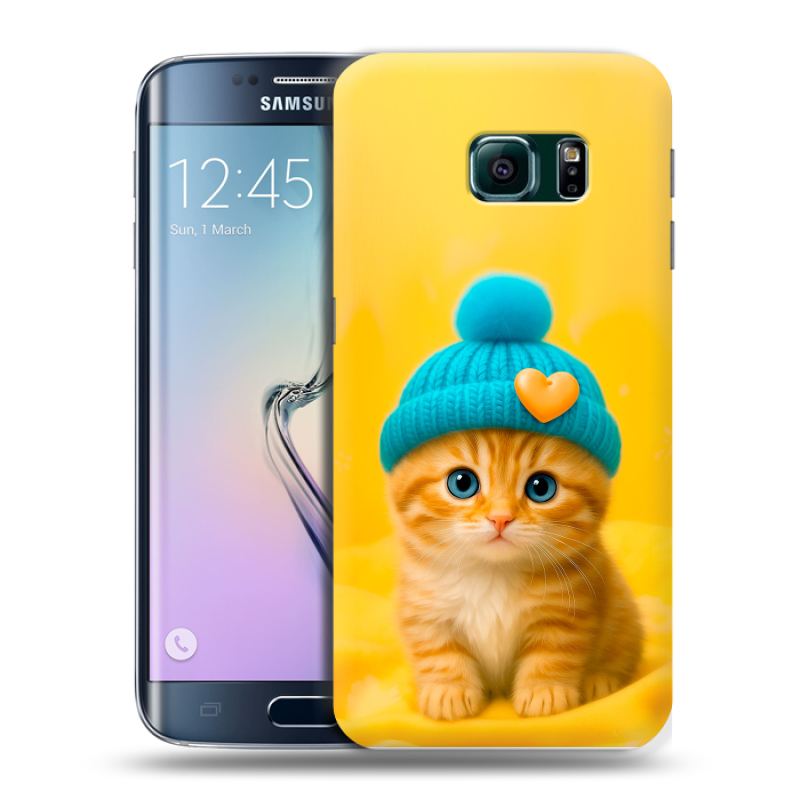 Силиконовый чехол на Samsung Galaxy S6 Edge с принтом Котенок в шапке Силиконовый чехол на Samsung Galaxy S6 Edge с принтом Котенок в шапке