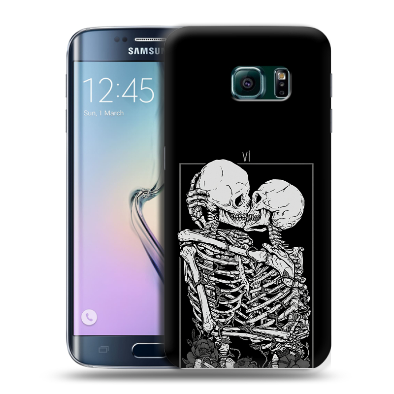 Силиконовый чехол на Samsung Galaxy S6 Edge с принтом Поцелуй скелетов Силиконовый чехол на Samsung Galaxy S6 Edge с принтом Поцелуй скелетов