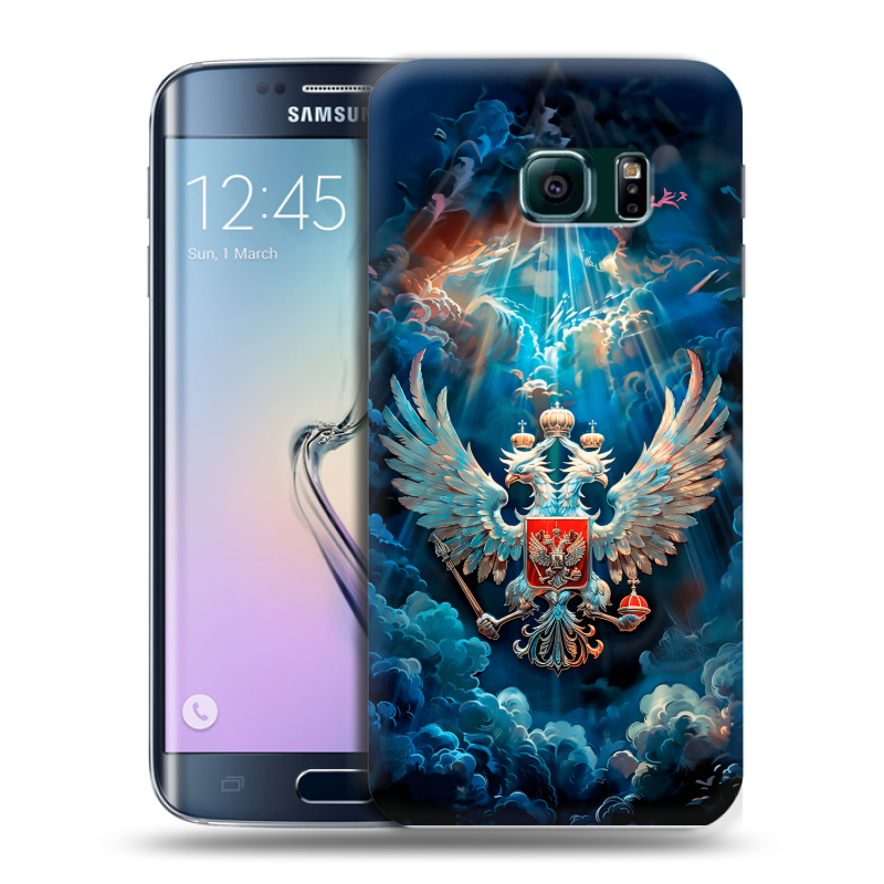 Силиконовый чехол на Samsung Galaxy S6 Edge с принтом Герб флаг России Силиконовый чехол на Samsung Galaxy S6 Edge с принтом Герб флаг России