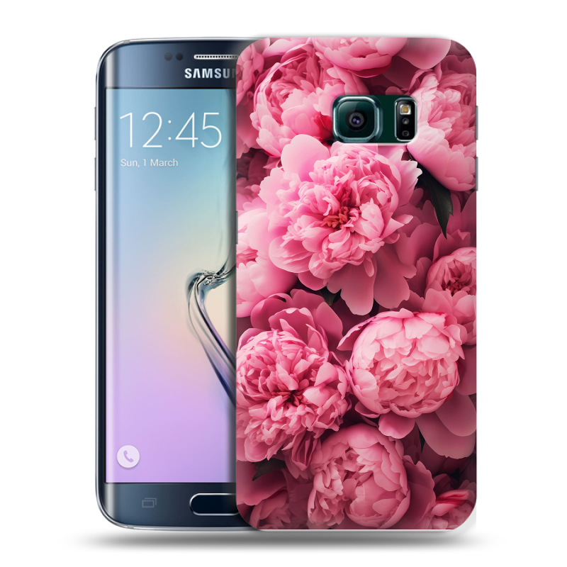 Силиконовый чехол на Samsung Galaxy S6 Edge с принтом цветы пионы Силиконовый чехол на Samsung Galaxy S6 Edge с принтом цветы пионы