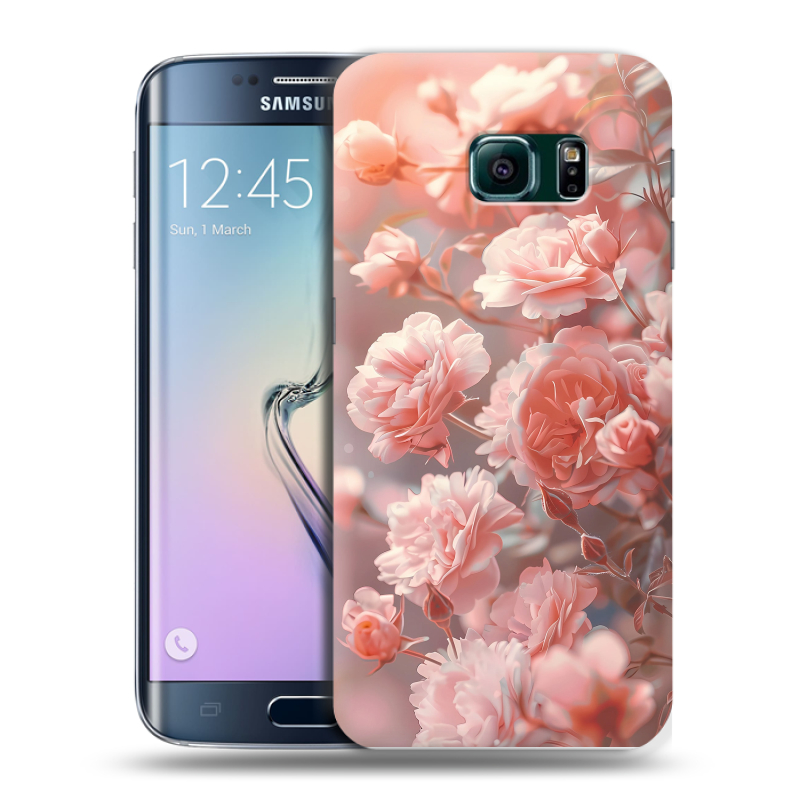 Силиконовый чехол на Samsung Galaxy S6 Edge с принтом Розовые розы Силиконовый чехол на Samsung Galaxy S6 Edge с принтом Розовые розы