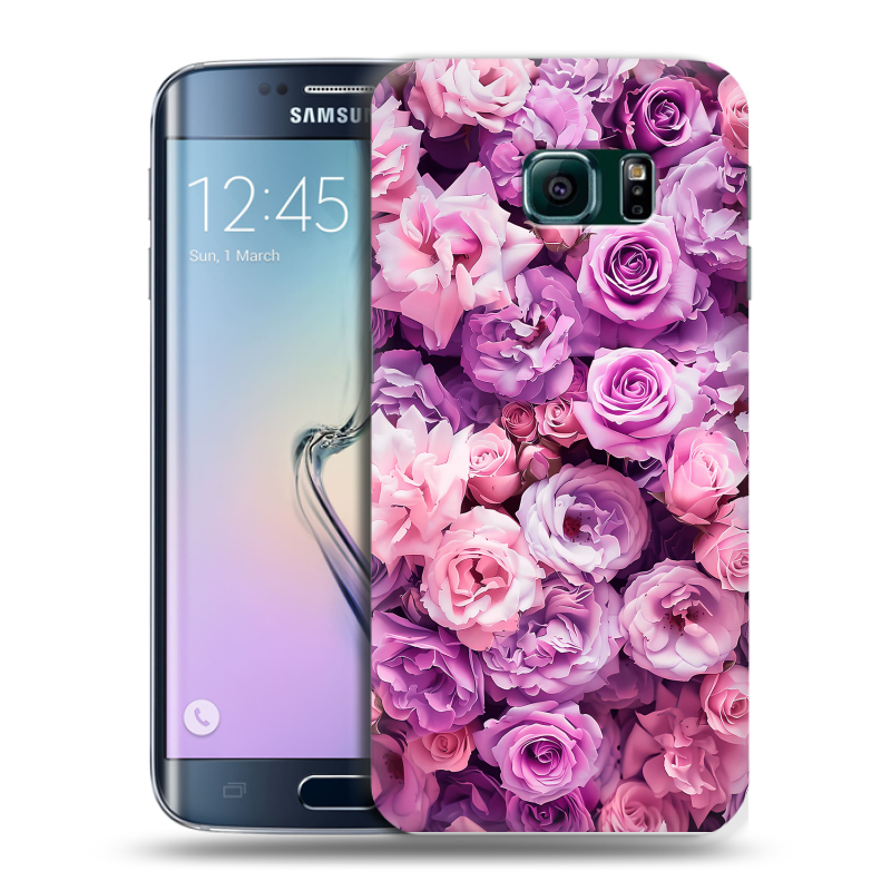 Силиконовый чехол на Samsung Galaxy S6 Edge с принтом лавандовые розы Силиконовый чехол на Samsung Galaxy S6 Edge с принтом лавандовые розы