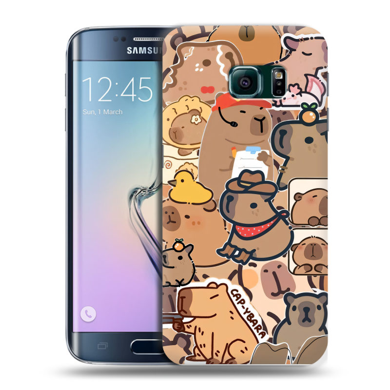 Силиконовый чехол на Samsung Galaxy S6 Edge с принтом капибара Силиконовый чехол на Samsung Galaxy S6 Edge с принтом капибара