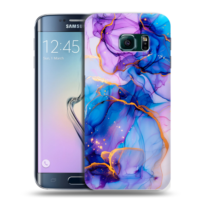Силиконовый чехол на Samsung Galaxy S6 Edge с принтом синий мрамор Силиконовый чехол на Samsung Galaxy S6 Edge с принтом синий мрамор
