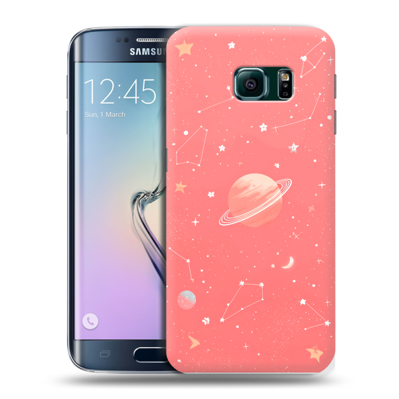 Силиконовый чехол на Samsung Galaxy S6 Edge с принтом Розовый космос Силиконовый чехол на Samsung Galaxy S6 Edge с принтом Розовый космос