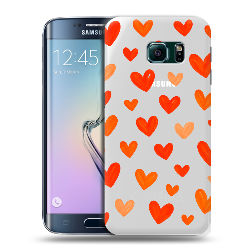 Силиконовый чехол на Samsung Galaxy S6 Edge с принтом Сердечки Силиконовый чехол на Samsung Galaxy S6 Edge с принтом Сердечки