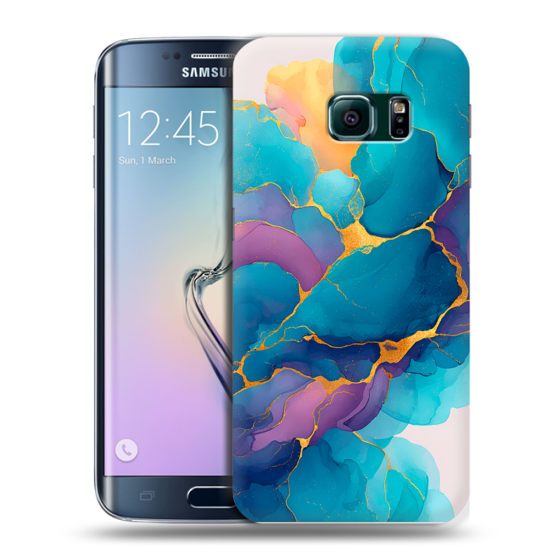 Силиконовый чехол на Samsung Galaxy S6 Edge с принтом Мрамор блестки Силиконовый чехол на Samsung Galaxy S6 Edge с принтом Мрамор блестки