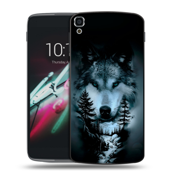 Пластиковый чехол на Alcatel One Touch Idol 3 (5.5) с принтом Лесной волк