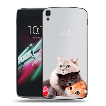 Пластиковый чехол на Alcatel One Touch Idol 3 (5.5) с принтом Кошки