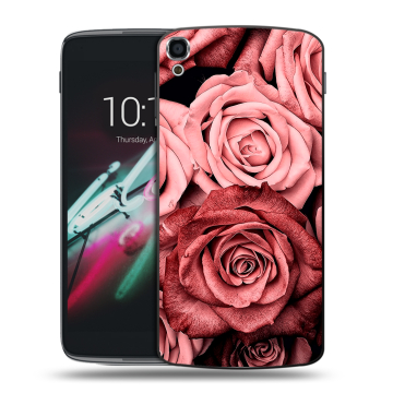 Пластиковый чехол на Alcatel One Touch Idol 3 (5.5) с принтом Цветы розы