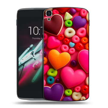 Пластиковый чехол на Alcatel One Touch Idol 3 (5.5) с принтом Сердечки