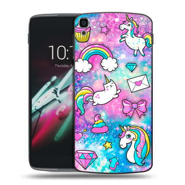 Пластиковый чехол на Alcatel One Touch Idol 3 (5.5) с принтом Единороги