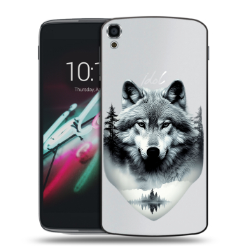 Пластиковый чехол на Alcatel One Touch Idol 3 (5.5) с принтом Волк в лесу Пластиковый чехол на Alcatel One Touch Idol 3 (5.5) с принтом Волк в лесу