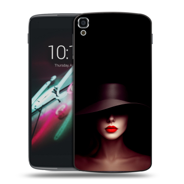 Пластиковый чехол на Alcatel One Touch Idol 3 (5.5) с принтом Девушка в шляпе
