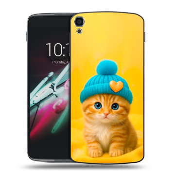 Пластиковый чехол на Alcatel One Touch Idol 3 (5.5) с принтом Котенок в шапке Пластиковый чехол на Alcatel One Touch Idol 3 (5.5) с принтом Котенок в шапке