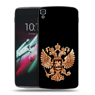 Пластиковый чехол на Alcatel One Touch Idol 3 (5.5) с принтом Герб России золотой Пластиковый чехол на Alcatel One Touch Idol 3 (5.5) с принтом Герб России золотой