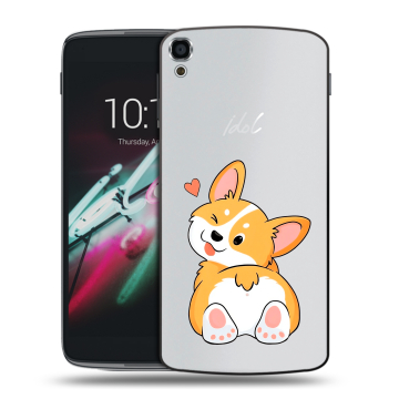 Пластиковый чехол на Alcatel One Touch Idol 3 (5.5) с принтом Корги Пластиковый чехол на Alcatel One Touch Idol 3 (5.5) с принтом Корги